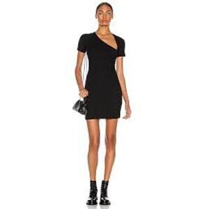 JOHN ELLIOTT Asymmetric Rib Knit Dress Size 0 XS Black MINIMALIST SEXY CASUAL